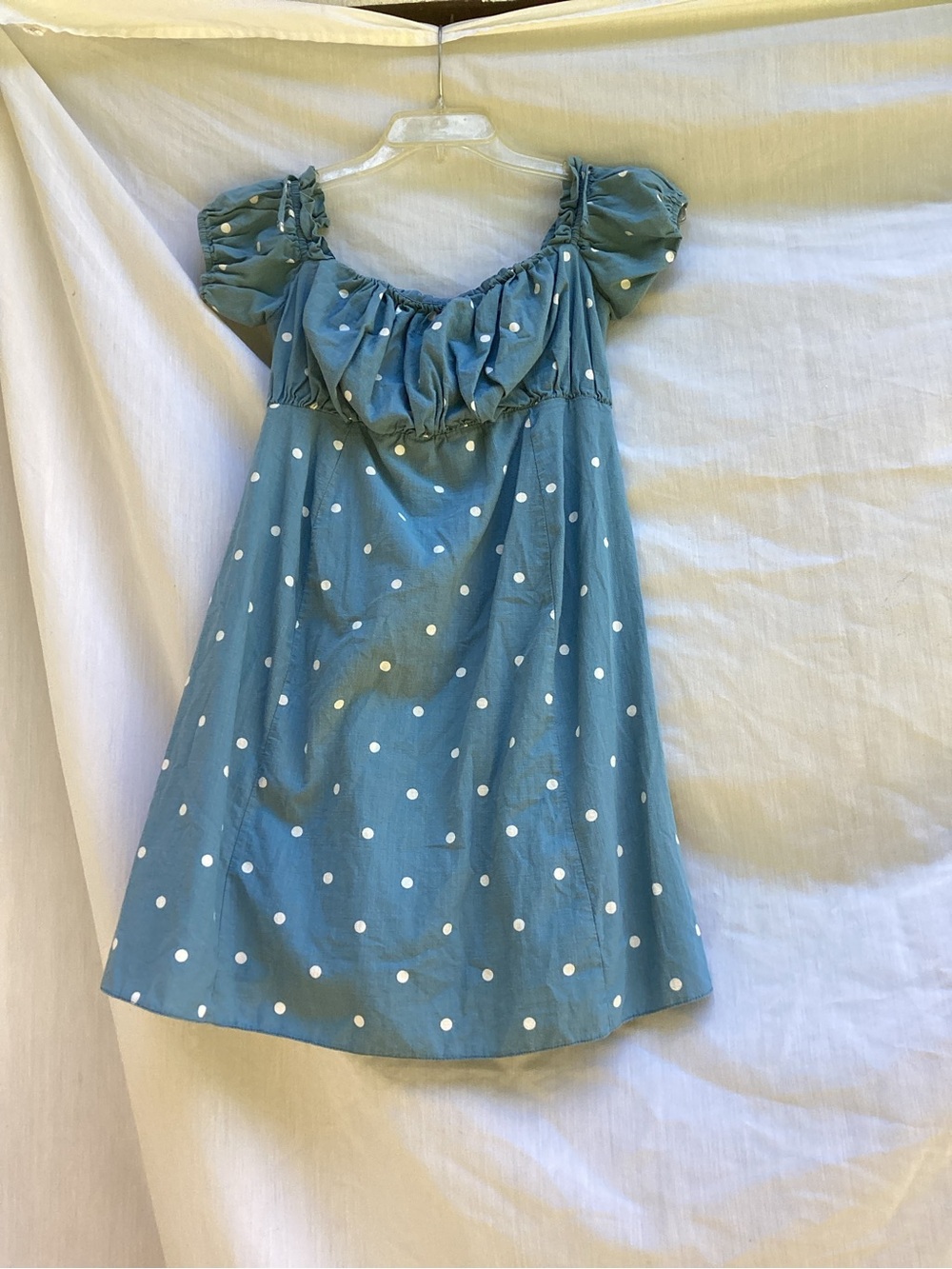 ASOS Teal Blue Polka Dot cotton Ruffle Dress, size 8